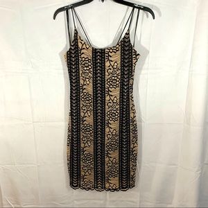 Papaya black and nude dress